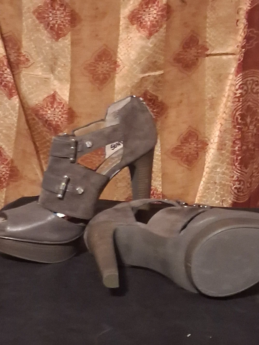 Michael Kors Gray Suede Peep-Toe Platform Heel